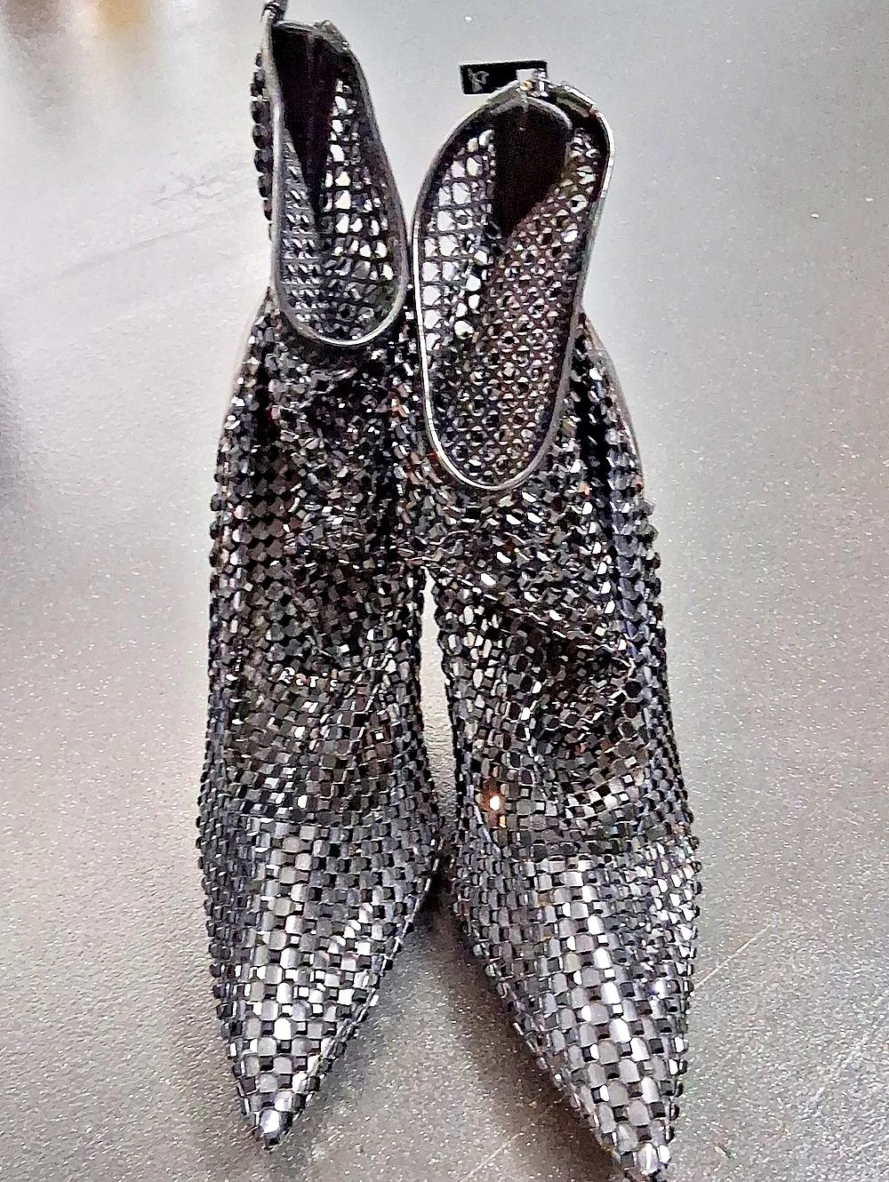Christian Louboutin Kate Max Crystal-Embellished Mesh Booty 100 Black